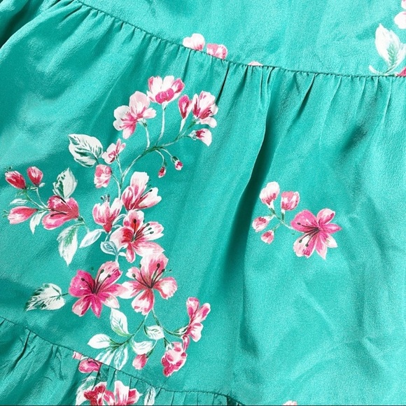 SOLD! SEZANE Green Floral AURE Silk Trapeze Dress - Picture 7 of 7